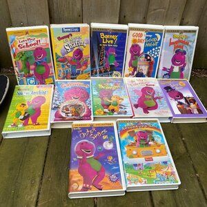 LOT OF 12 Vintage 90s Barney VHS Tapes - Barney in Space, Barney Live, Barney